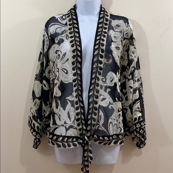 Chico's Tops - Chico’s Semi Sheer Wide Arm Front Tie Open Shirt